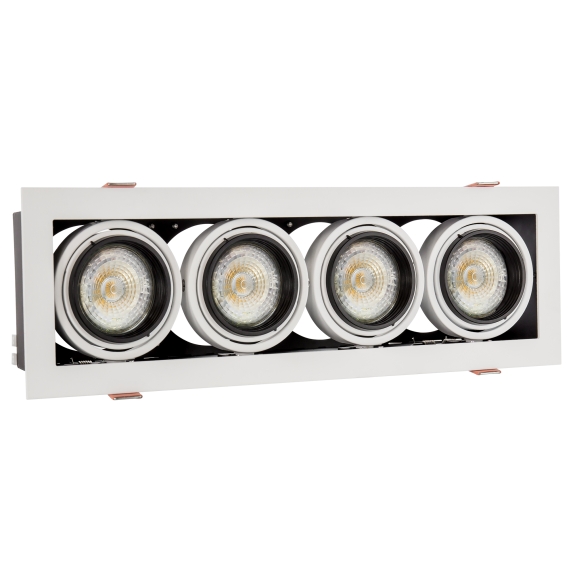 Led Spot 4 x GU10 Zwart -Wit Kader Vierkant Inbouw