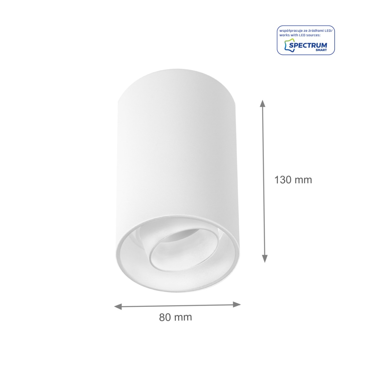 LED Spot Opbouw Wit met GU10 Fitting 80x130mm Kantelbaar